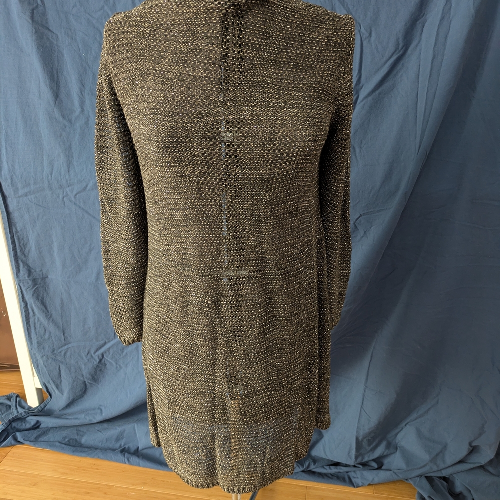 Eileen Fisher Black, Brown, Silver Open-Front Cardigan - Picture 3 of 3